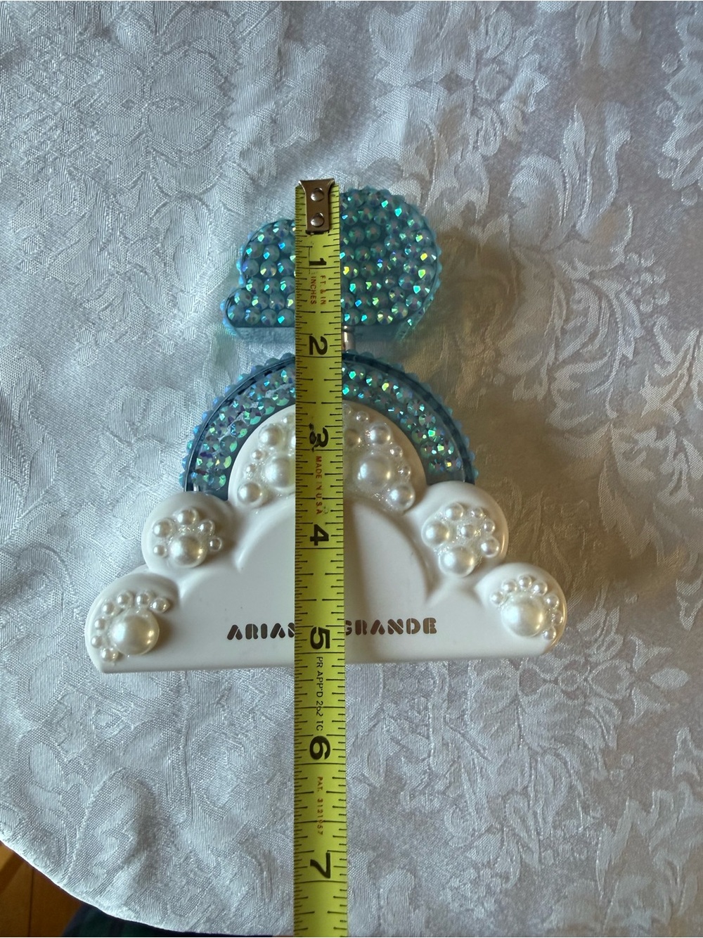 Ariana Grande White Pearl Aqua Rhinestone Accents Decorative piece-empty bottle - Picture 5 of 7